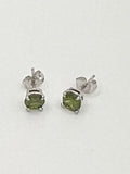 Sterling Silver Genuine Peridot Round Stud Earrings