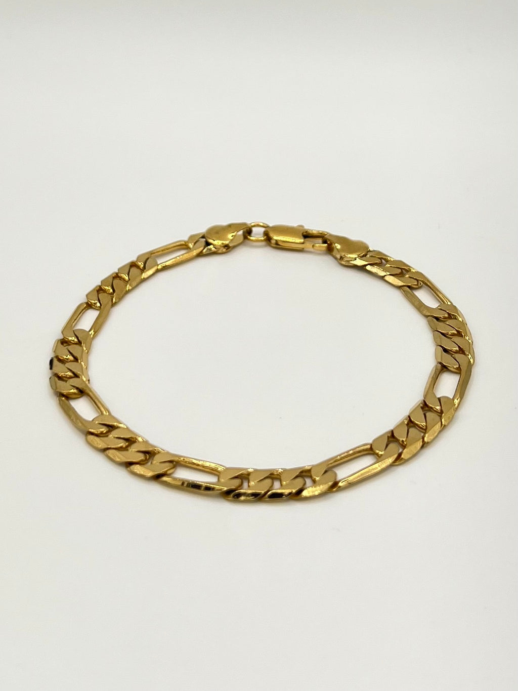 Gold Tone Stainless Steel Figaro Chain Bracelet