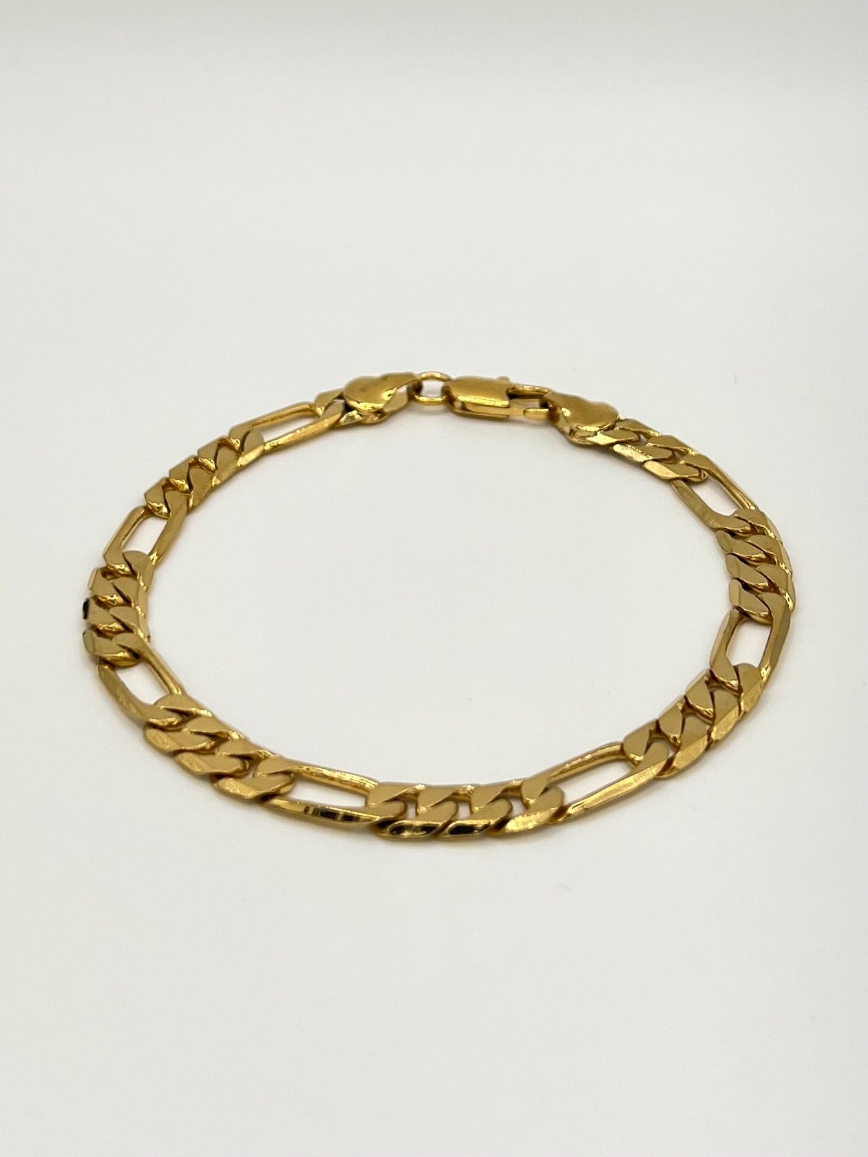 Gold Tone Stainless Steel Figaro Chain Bracelet