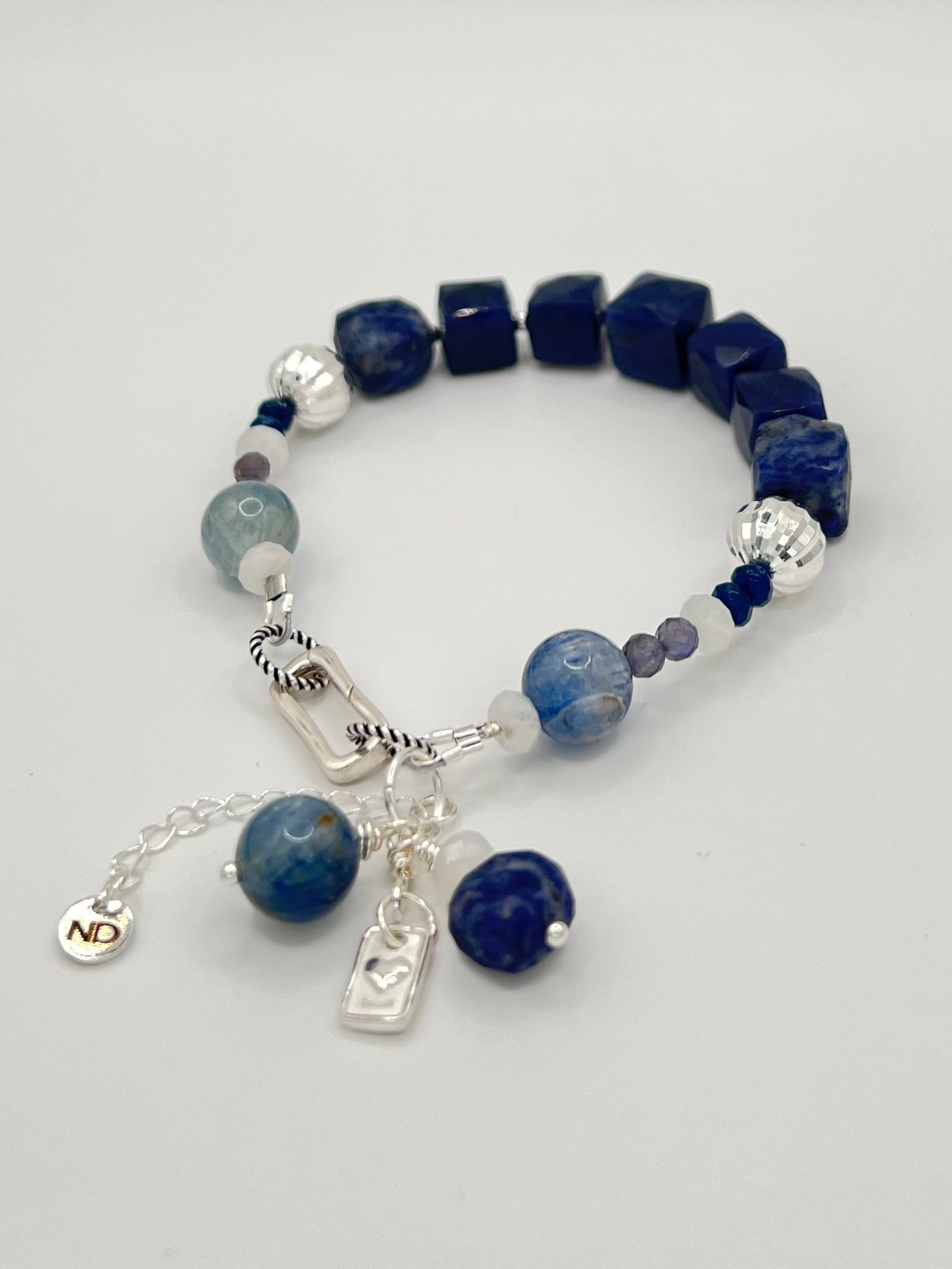 Genuine Faceted Iolite, Kyanite & Moonstone in Sterling Silver (earrings sold separately)