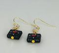 Black Square Bead with Red Heart Earrings