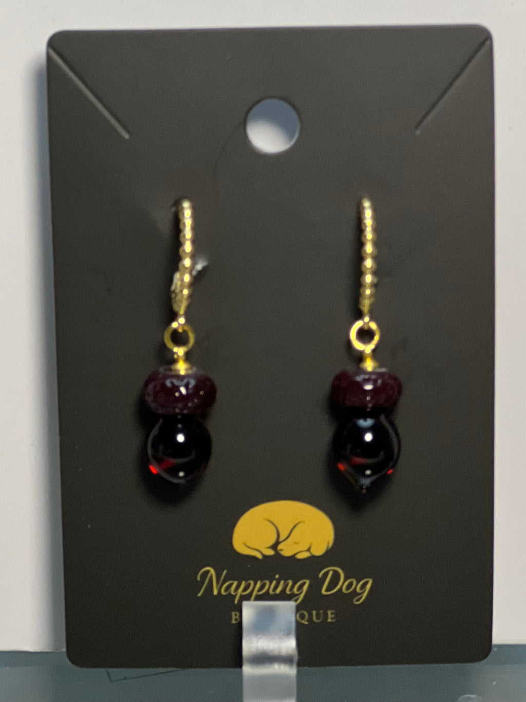 Brown Acorn Bead Dangle Earrings – Gold-Tone Textured Hoop Earrings