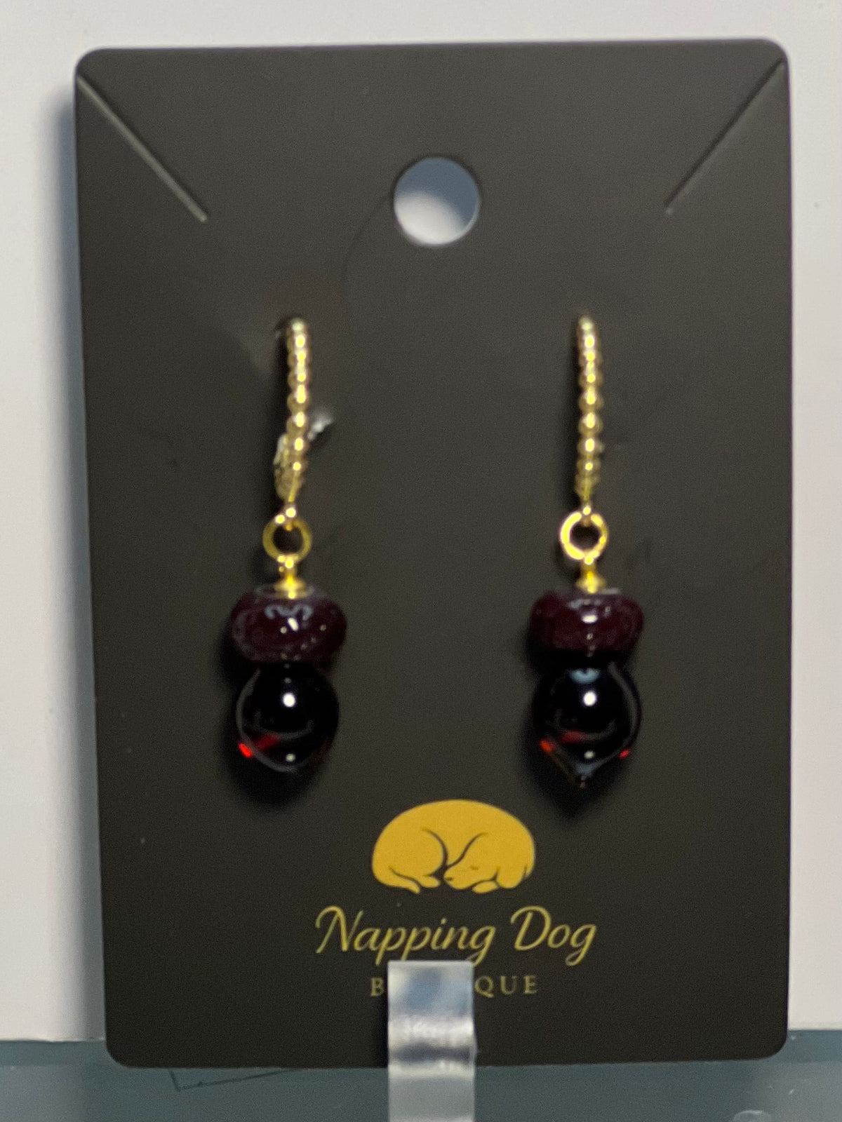 Brown Acorn Bead Dangle Earrings – Gold-Tone Textured Hoop Earrings