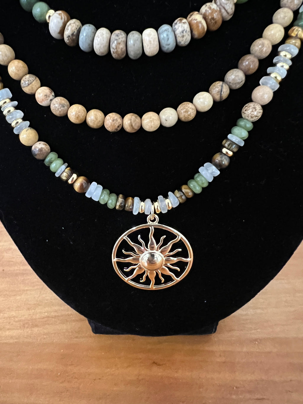 Multi-Strand Natural Gemstone Necklace - Golden Harvest Collection