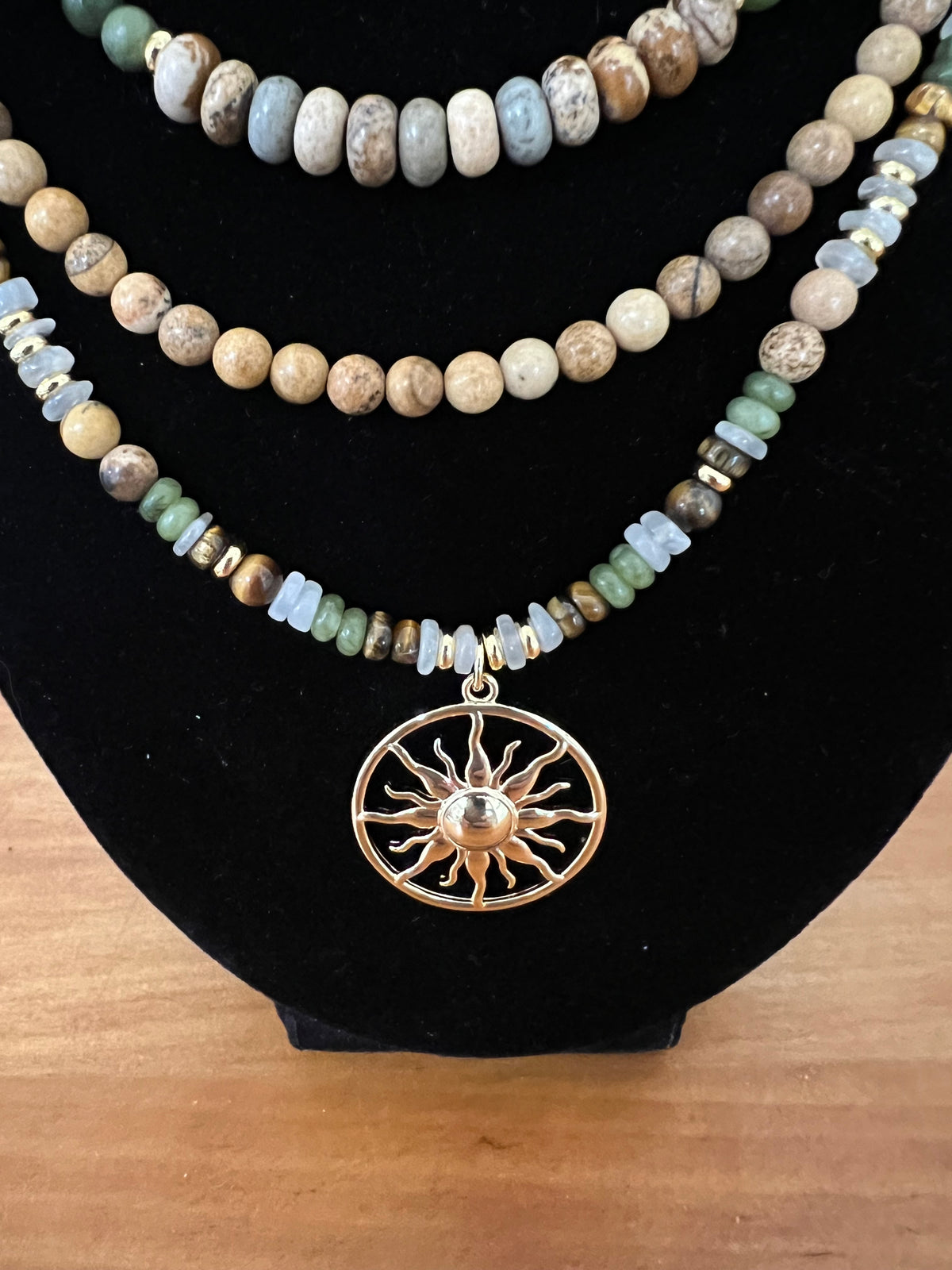 Multi-Strand Natural Gemstone Necklace - Golden Harvest Collection