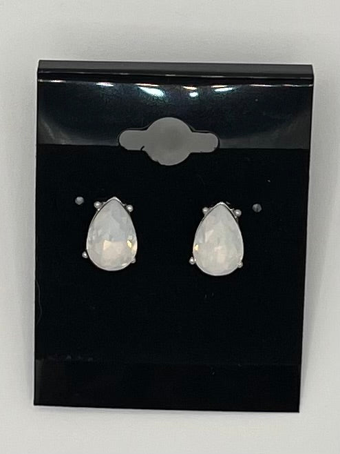 Stainless Steel Teardrop Opalite Post Earrings