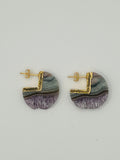 Amethyst Agate Slice Stud Earrings