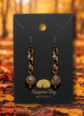 Hand-Wired Copper Chain Dangle Earrings with Brown Stone Beads
