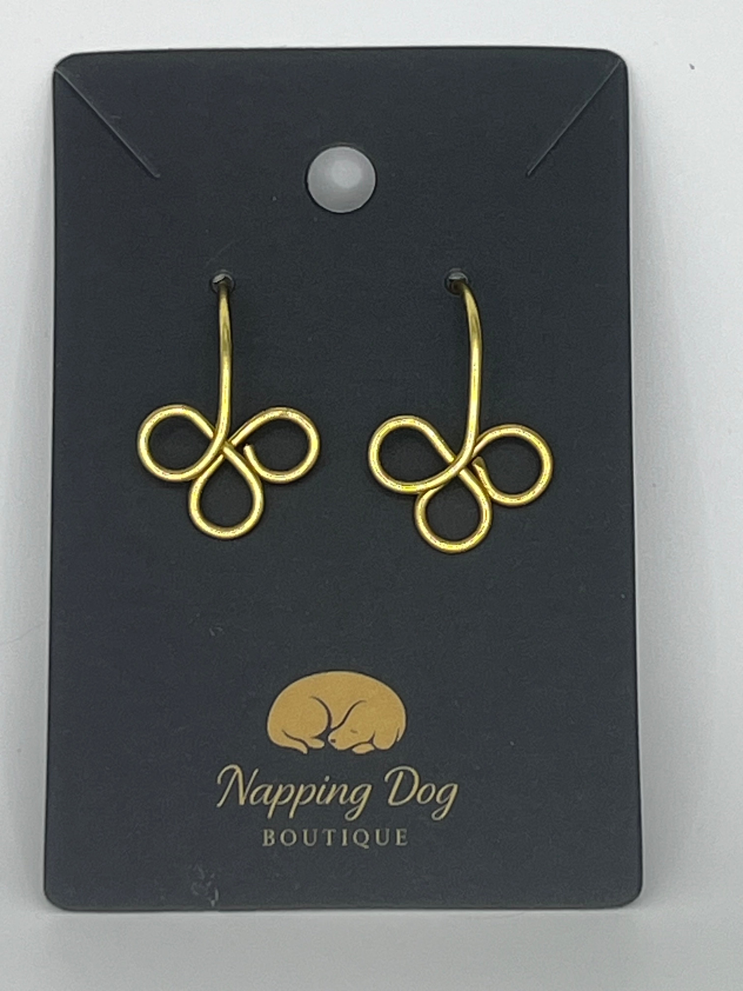 Gold Tone Twisted Wire Drop Earrings