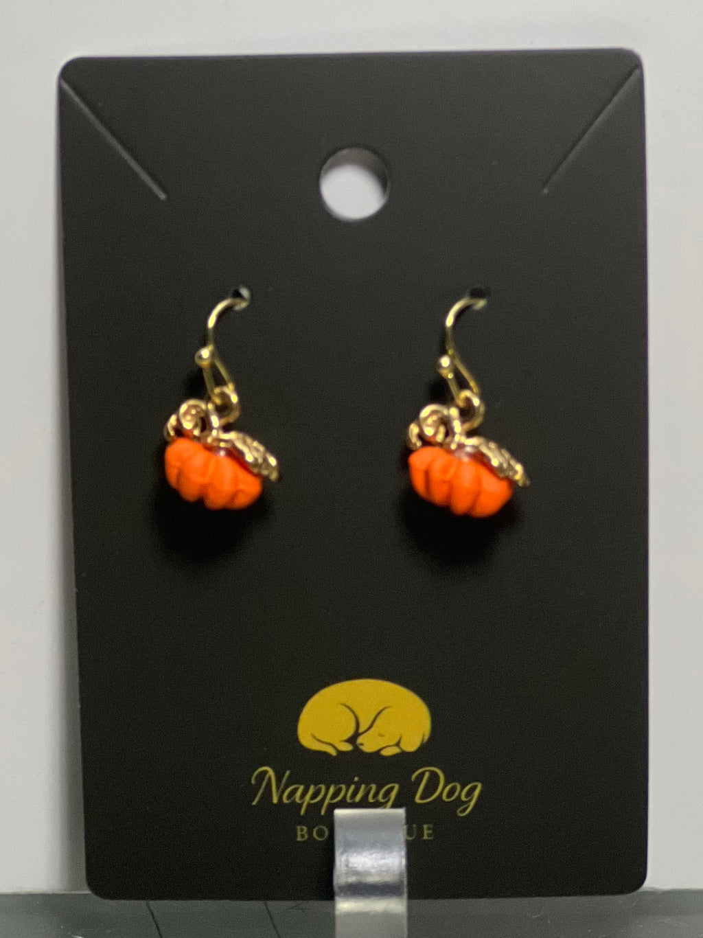 Orange Ceramic Pumpkin Dangle Earrings – Gold-Tone Fall Earrings