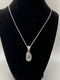 Genuine Herkimer Diamond Pendant Necklace – Sterling Silver Wrapped on 20” Sterling Silver Chain