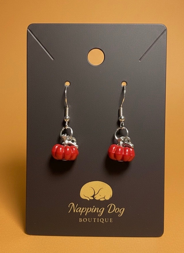 Red Pumpkin Dangle Earrings