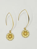 Gold Tone Sunflower Earrings