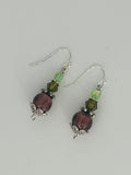 Purple and Light Green Dangle Earrings