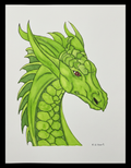 Watercolor Green Dragon Painting