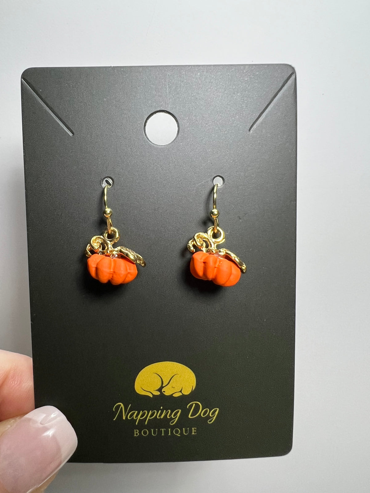 Orange Ceramic Pumpkin Dangle Earrings – Gold-Tone Fall Earrings