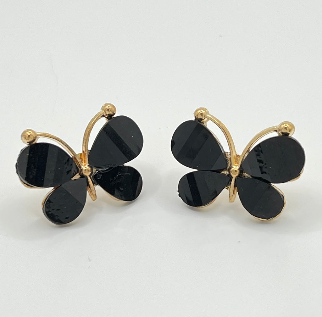 Gold Tone and Resin Butterfly Earrings - Multiple Colors