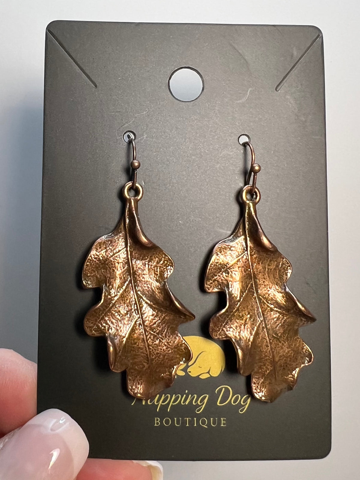 Copper Oak Leaf Dangle Earrings – Autumn Statement Earrings