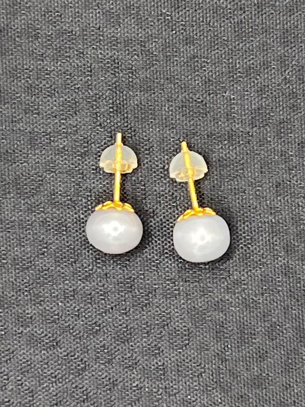 White Freshwater Pearl Stud Earrings in Gold Filled Over Sterling Silver