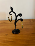 Tiger Eye & Olive Jade Wire-Wrapped Hoop Earrings - Golden Harvest Collection