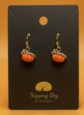 Orange Ceramic Pumpkin Dangle Earrings – Gold-Tone Fall Earrings
