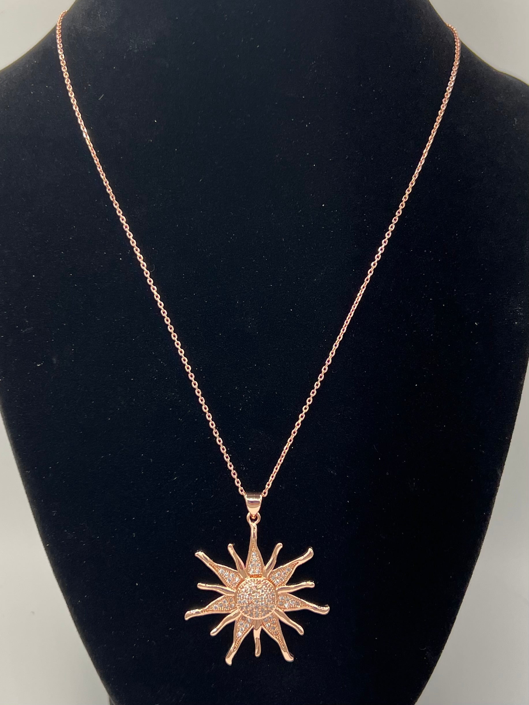 Celestial Sunburst Necklace – 18K Gold Plated 925 Sterling Silver Chain
