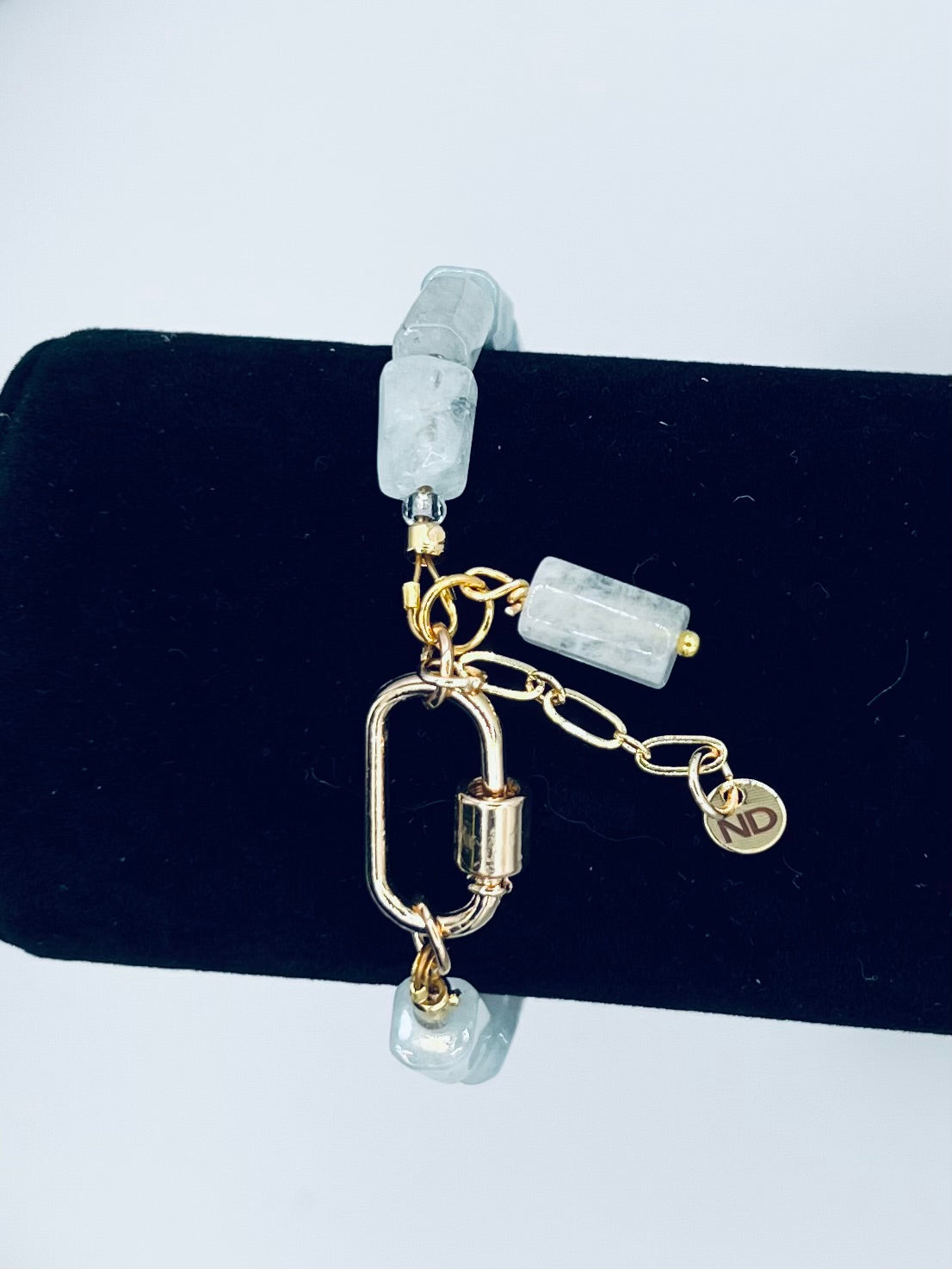 Natural Aquamarine Bracelet – Genuine Gemstone Beaded Bracelet with Gold Clasp