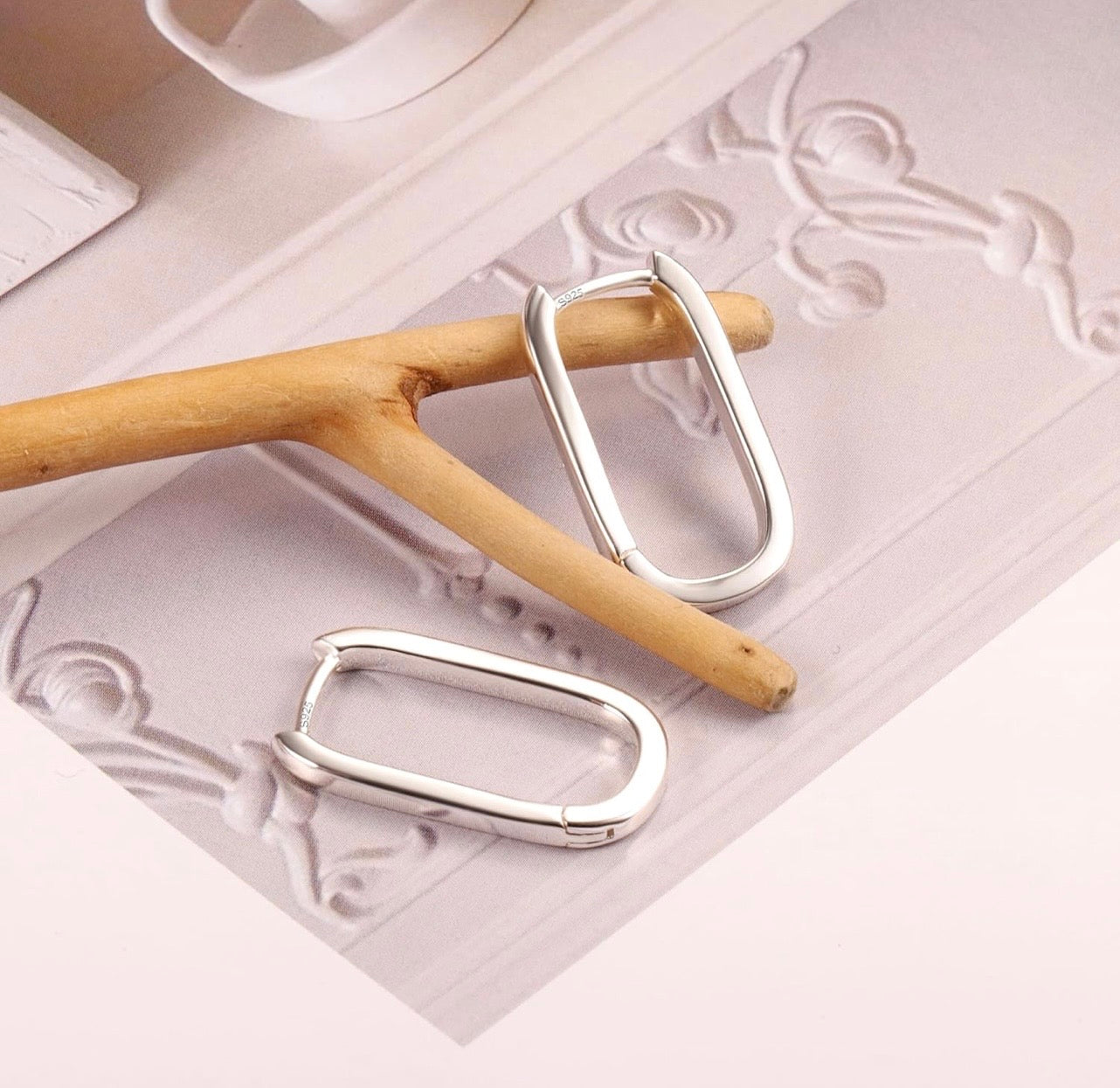 Sterling Silver Oval Hoop Earrings – Modern Minimalist Hoops