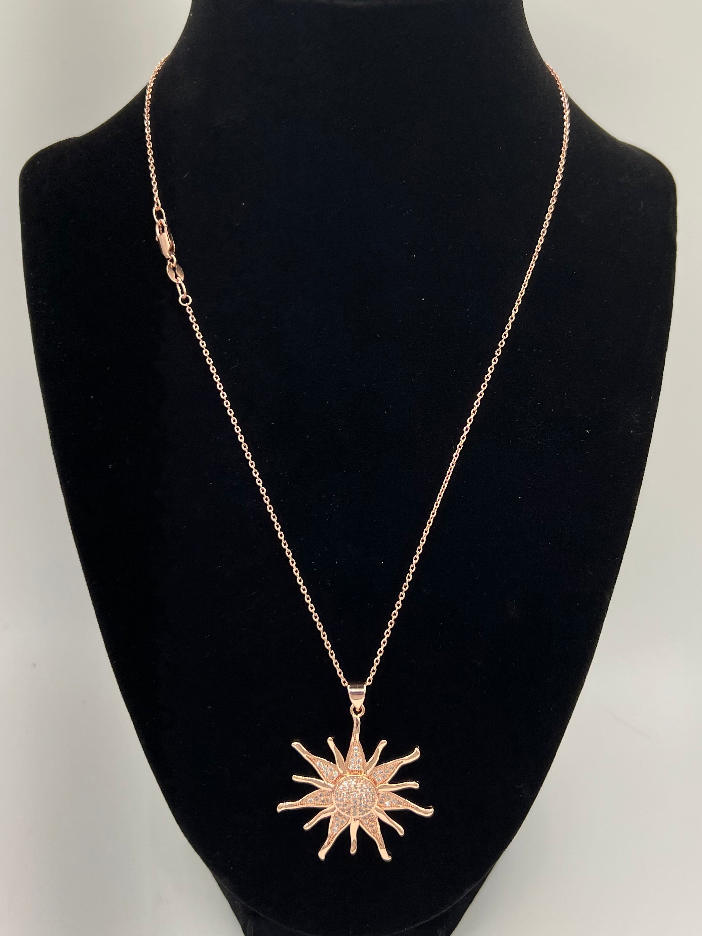 Celestial Sunburst Necklace – 18K Gold Plated 925 Sterling Silver Chain