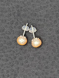 Pink Freshwater Pearl Stud Earrings in Sterling Silver