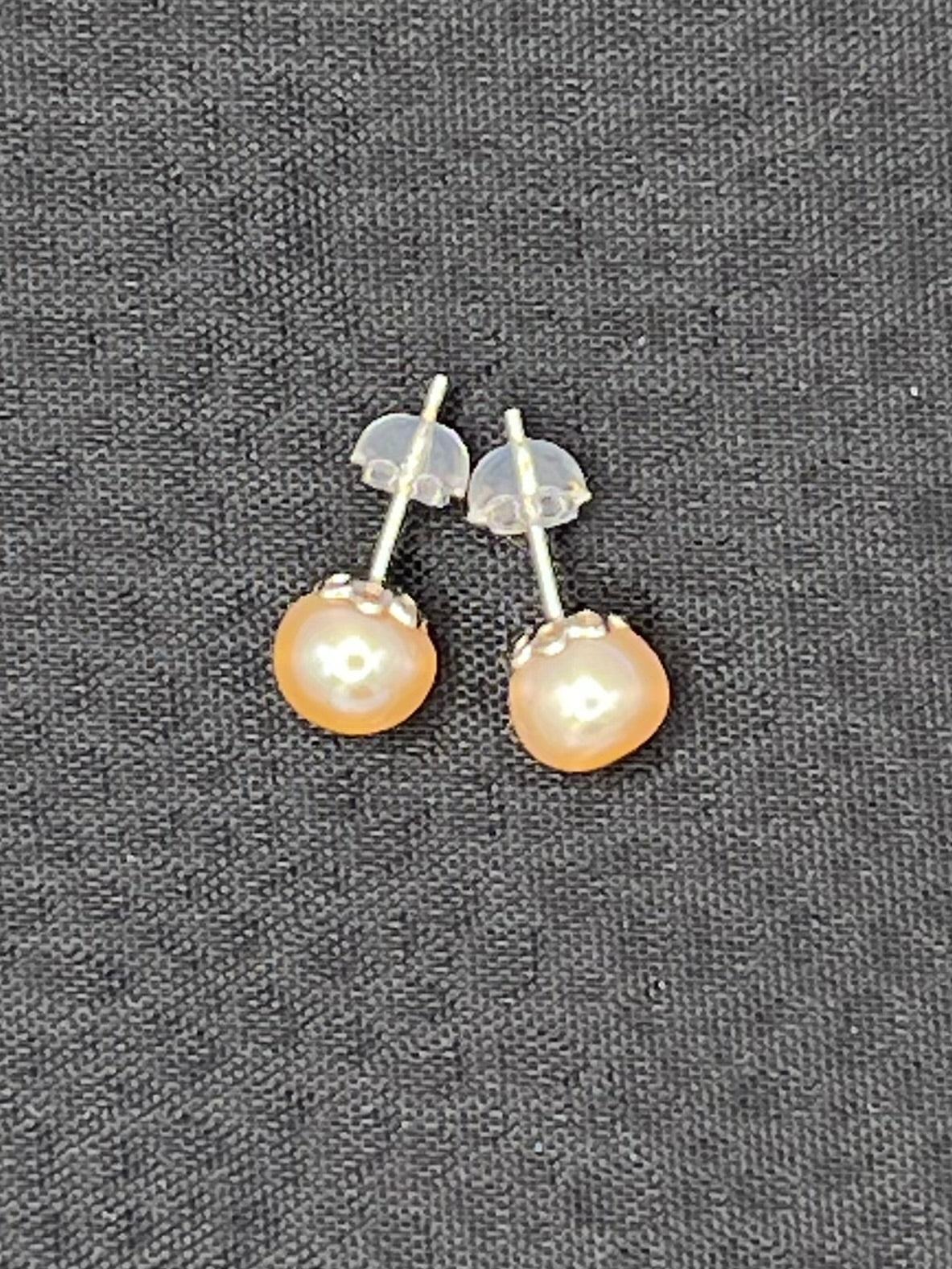 Pink Freshwater Pearl Stud Earrings in Sterling Silver