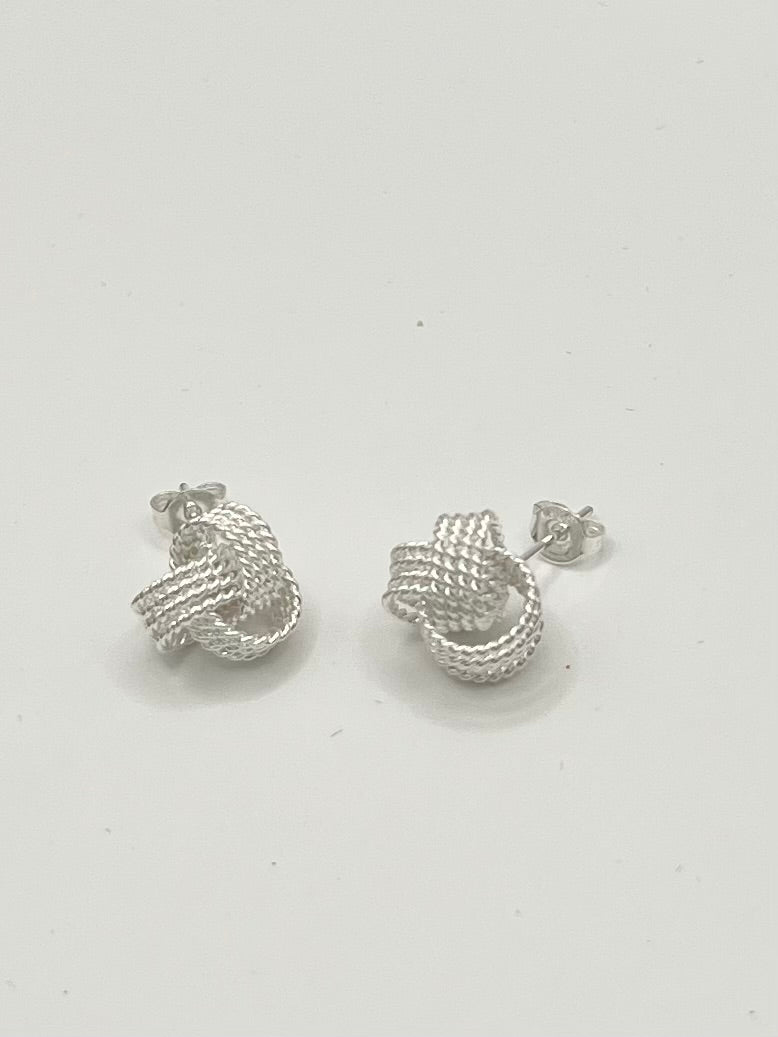 Sterling Silver Love Knot Stud Earrings