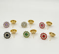 Gold Tone Flower Rhinestone Stud Earrings – Various Colors