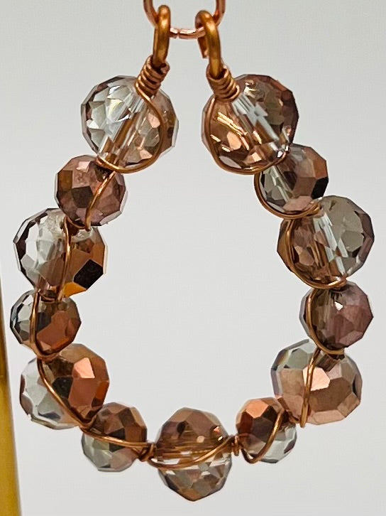 Faceted Crystal Wire Wrapped Dangle Earrings – Choice of Gold, Silver or Copper