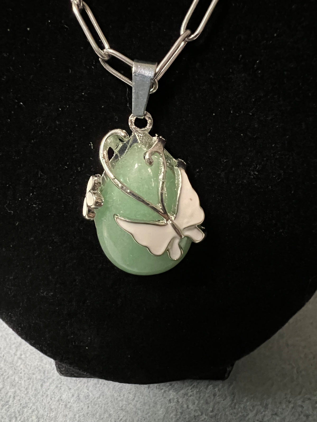 Stainless Steel Green Butterfly Pendant Necklace