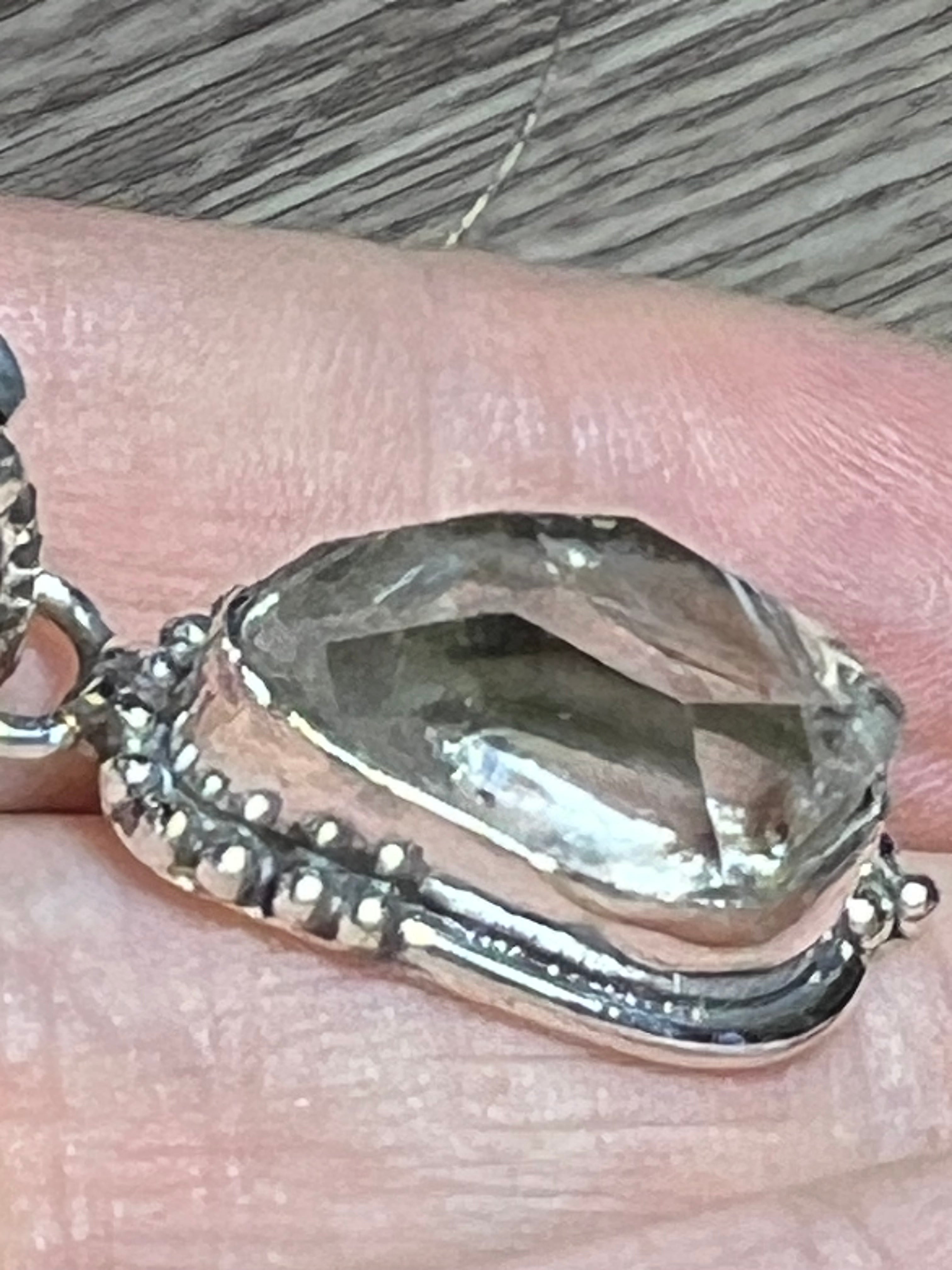 Genuine Herkimer Diamond Pendant Necklace – Sterling Silver Wrapped on 20” Sterling Silver Chain