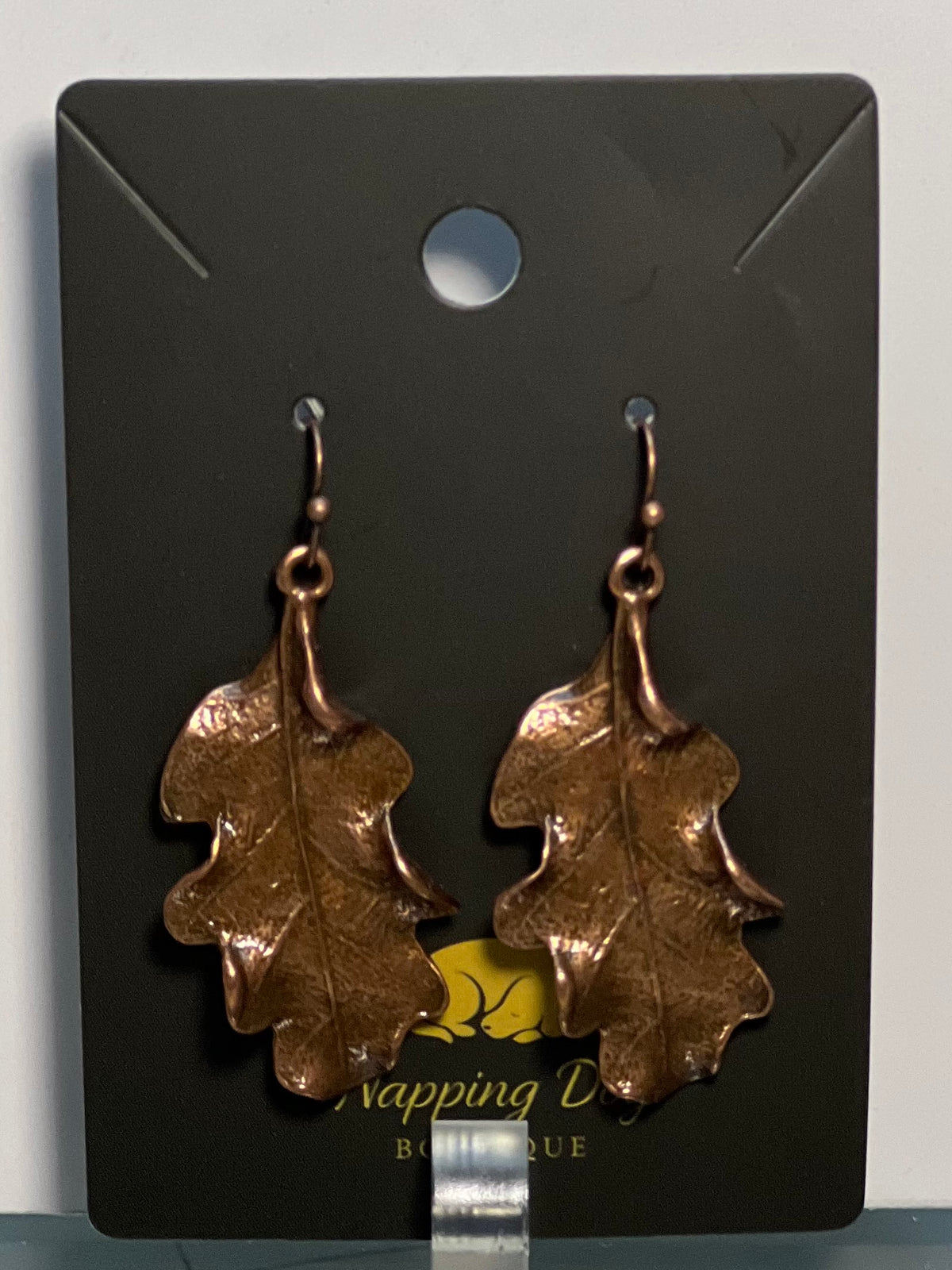 Copper Oak Leaf Dangle Earrings – Autumn Statement Earrings