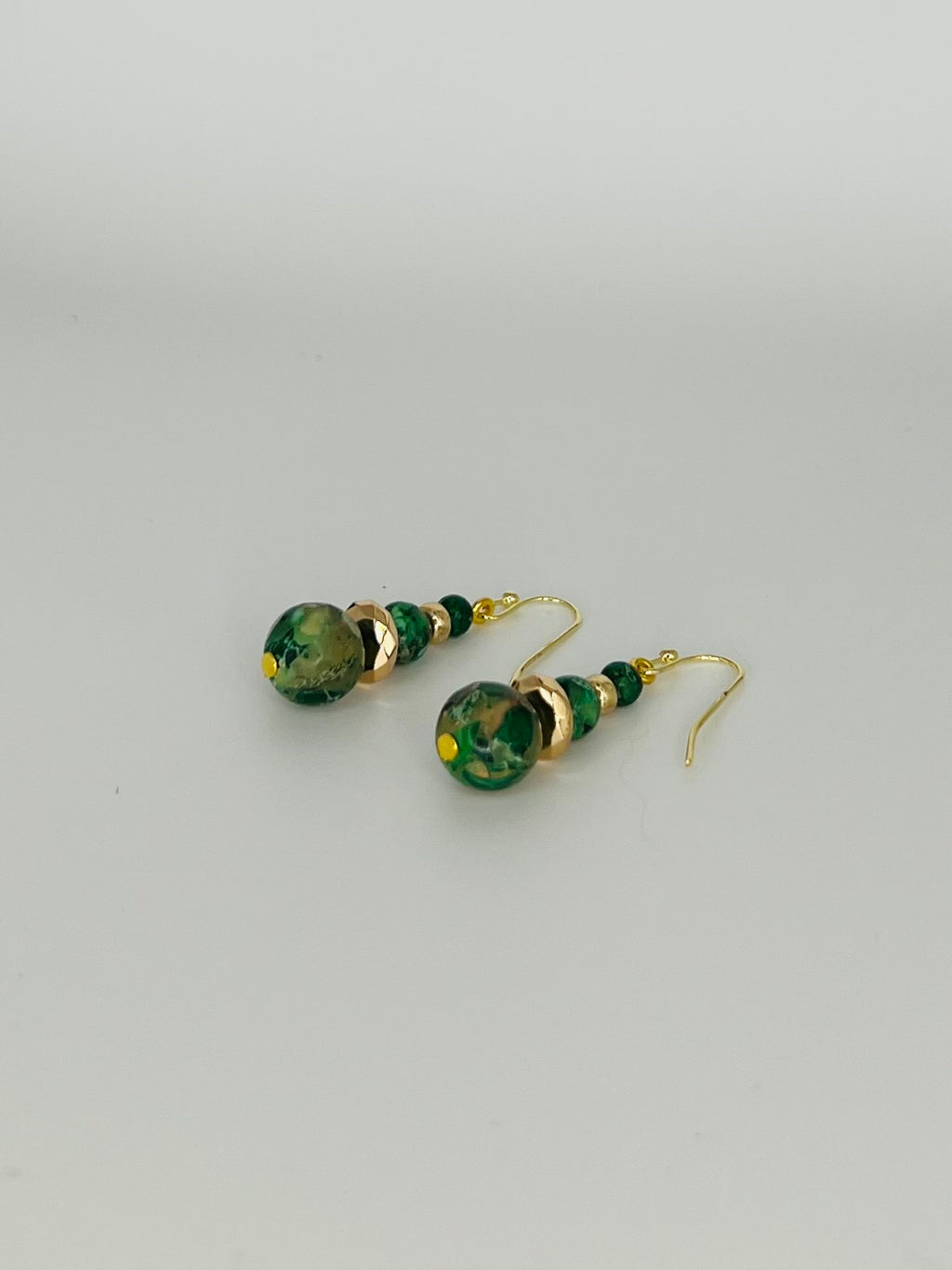Marble and Gold Dangle Earrings