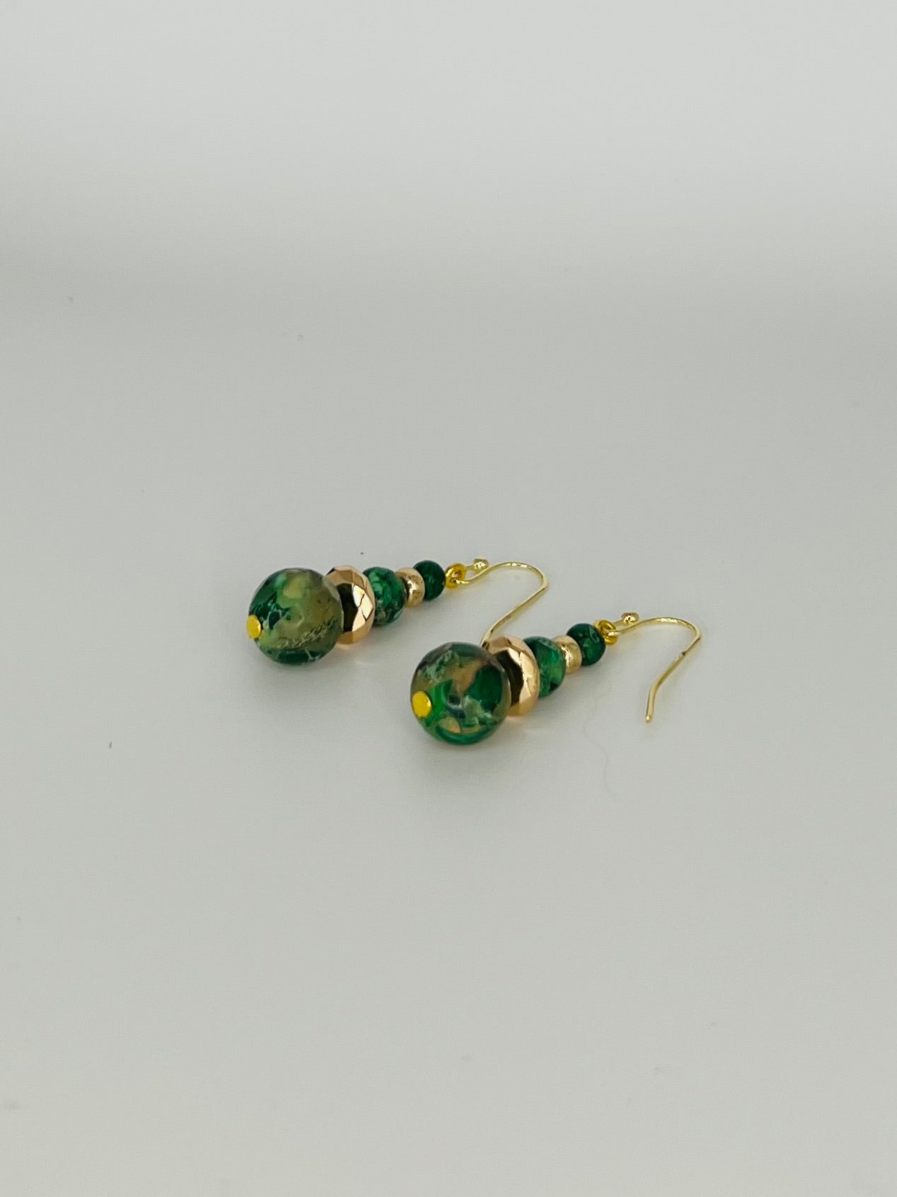 Marble and Gold Dangle Earrings