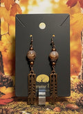 Bronze Tree Dangle Earrings with Natural Stone Beads