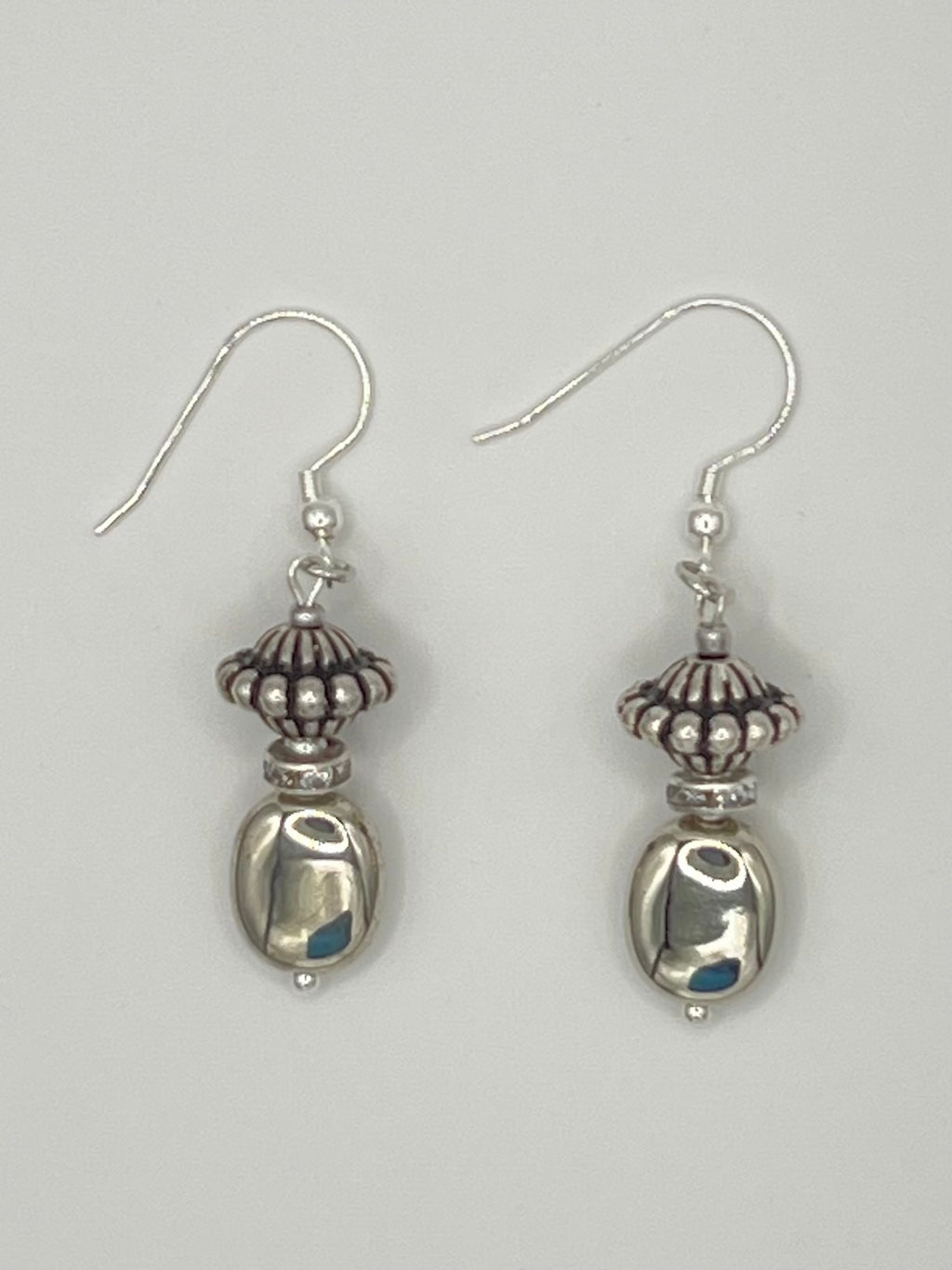 Silver Beaded Drop Earrings