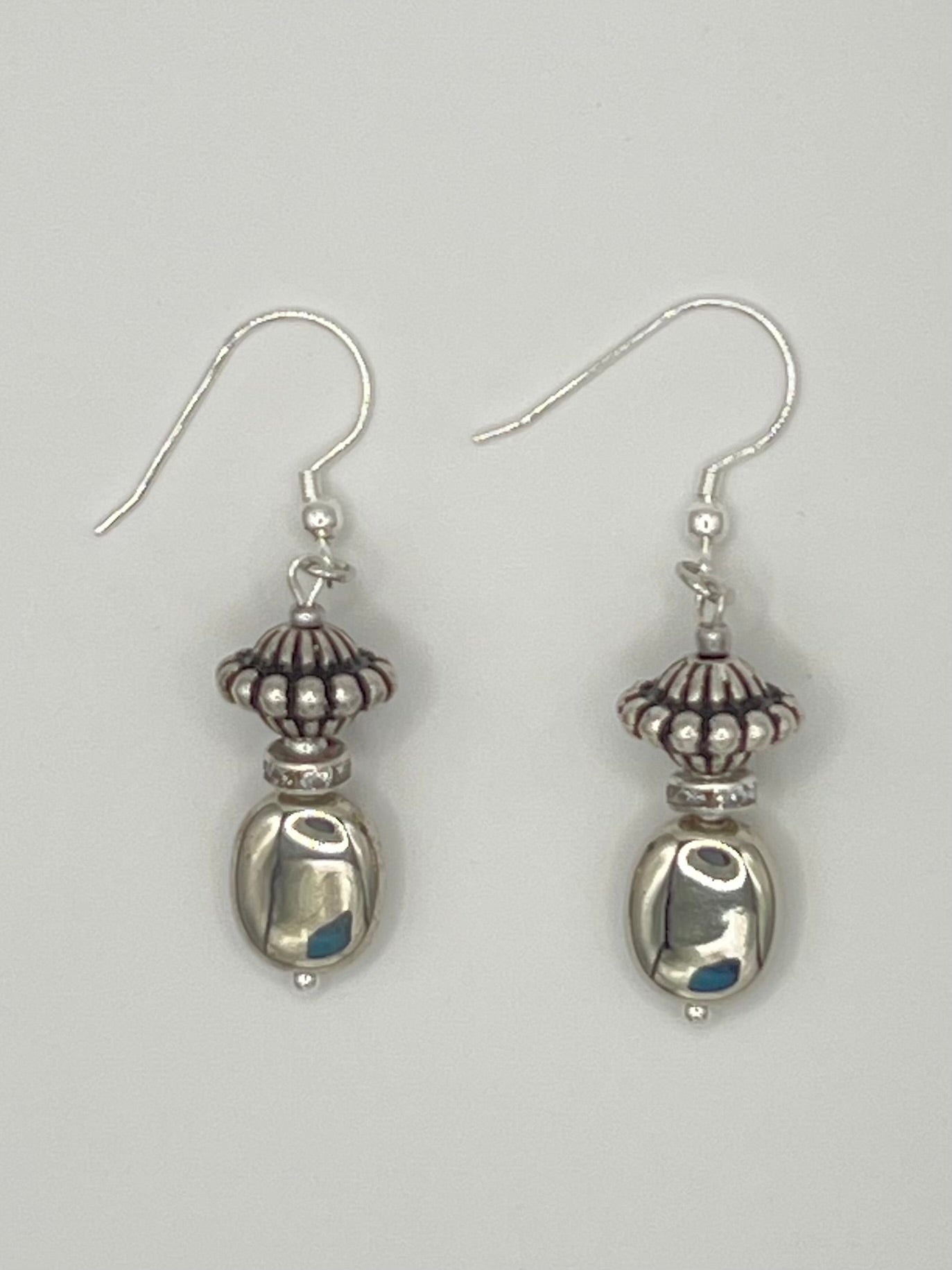 Silver Beaded Drop Earrings
