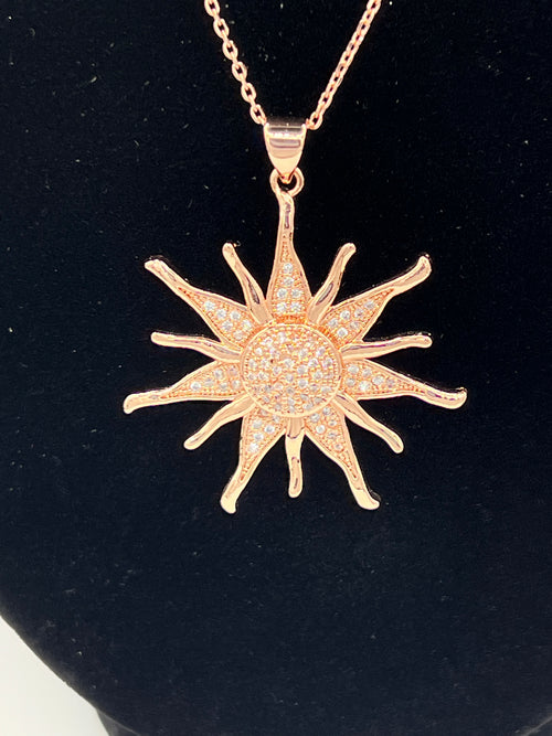 Celestial Sunburst Necklace – 18K Gold Plated 925 Sterling Silver Chain