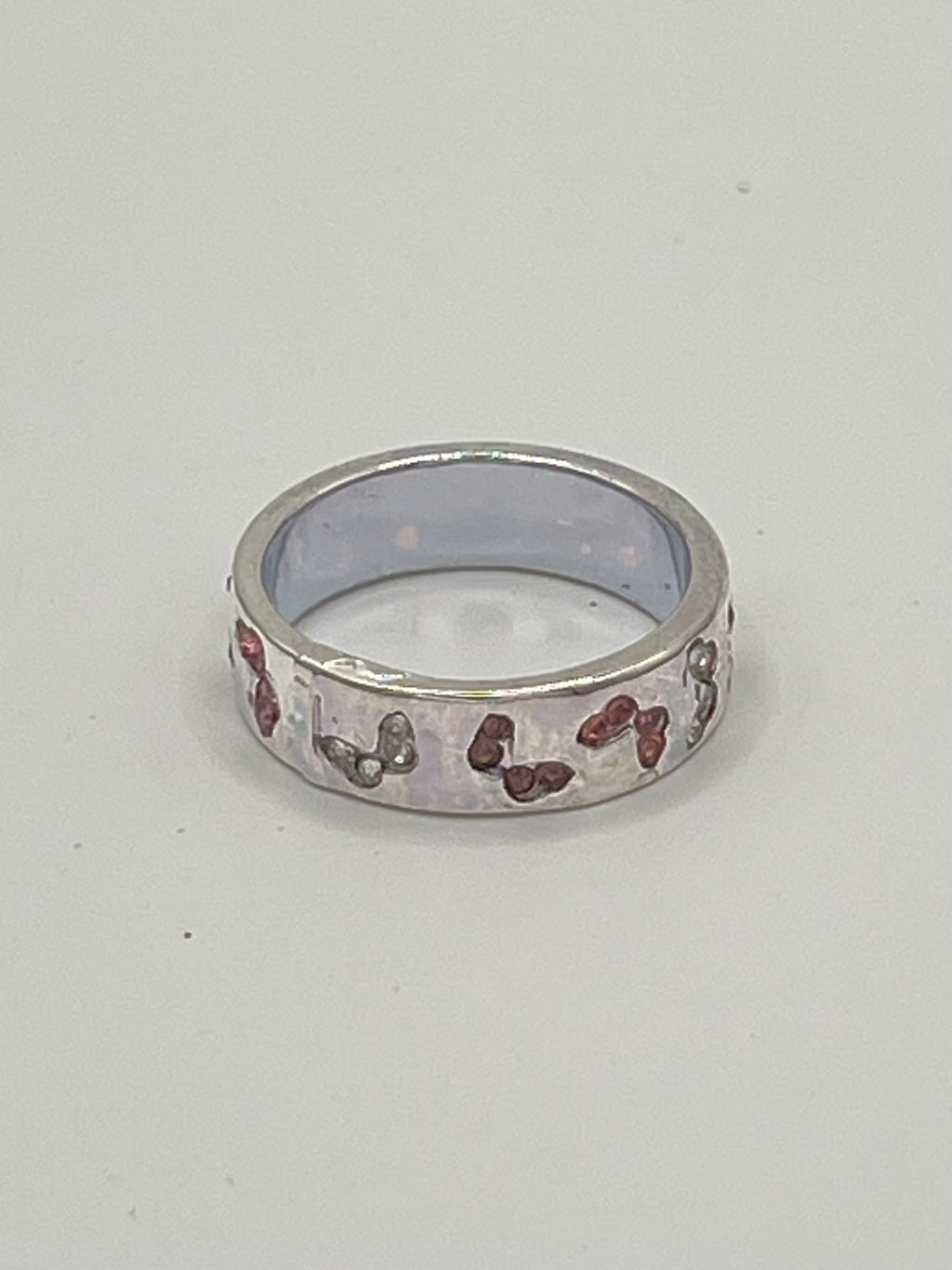 Sterling Silver Crystal Butterfly Band Ring – Size 7 (Pink, Clear or Blue)