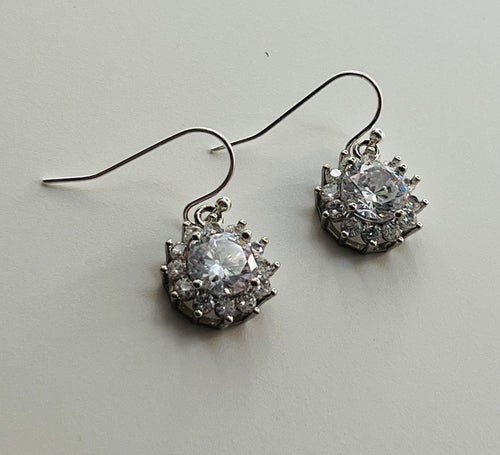 Crystal Flower Earrings with Sterling Silver Ear Wires