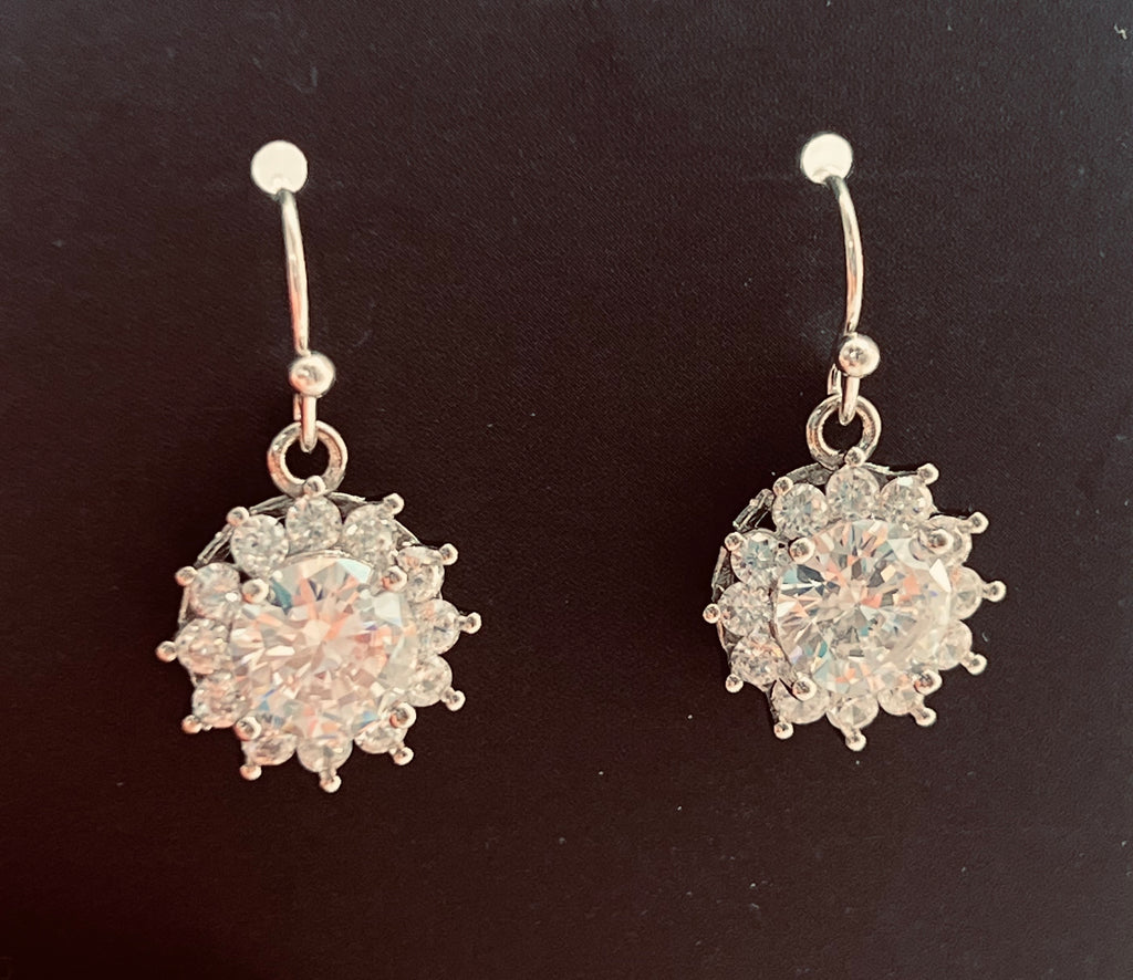 Crystal Flower Earrings with Sterling Silver Ear Wires