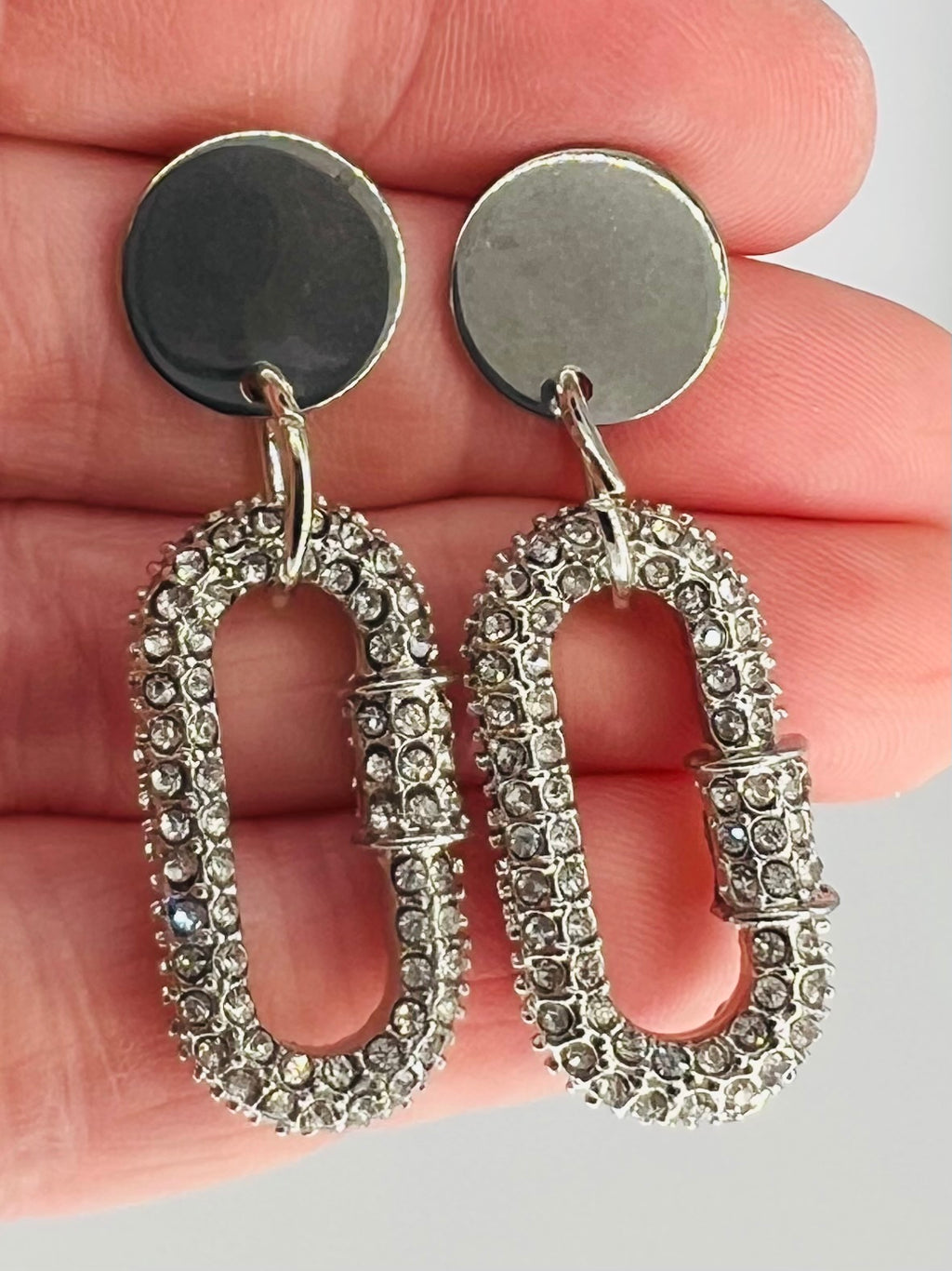 Carabiner Clasp Crystal Earrings