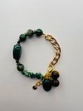Green Stone & Gold Chain Bracelet