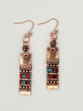 Copper Boho Dangle Earrings with Multi-color Bead Accents