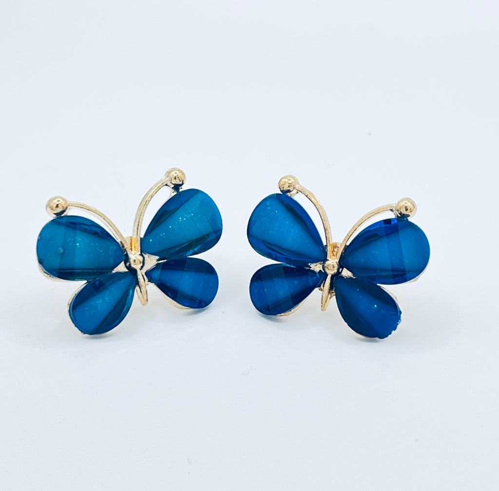 Gold Tone and Resin Butterfly Earrings - Multiple Colors